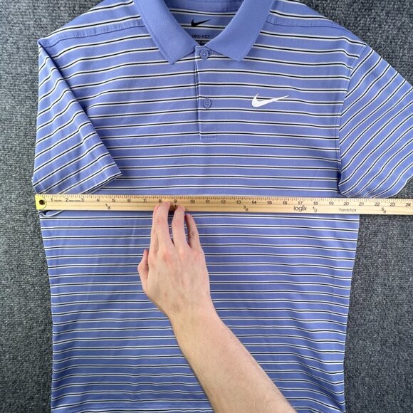 Nike Golf Men’s Striped Blue White Medium Pullover Short Sleeve Polo Adult Golf - Picture 5 of 9